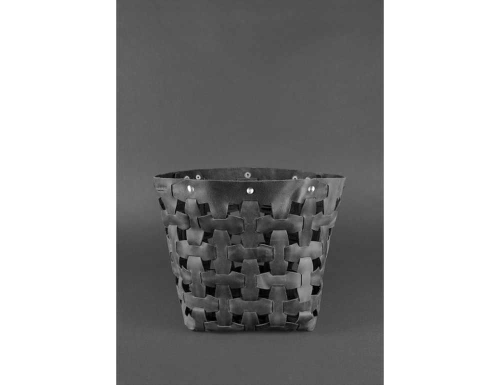 Шкіряна плетена сумка Пазл L чорна Crazy Horse Blancnote BN-BAG-33-g-kr - Фотографія № 3