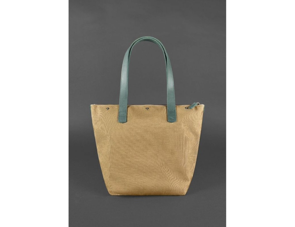 Шкіряна плетена сумка Пазл L зелена Crazy Horse Blancnote BN-BAG-33-iz - Фотографія № 4