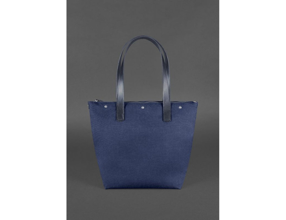 Шкіряна плетена сумка жіноча Пазл L синя Crazy Horse Blancnote BN-BAG-33-nn - Фотографія № 4