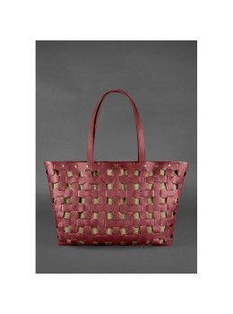 Бордовая кожаная сумка шопер Blancnote BN-BAG-34-VIN