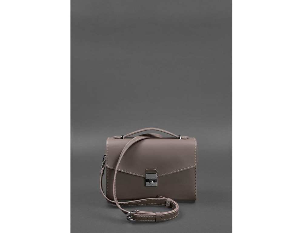 Тёмно-бежевая кожаная сумка через плечо Blanknote BN-BAG-35-BEIGE - Фото № 4