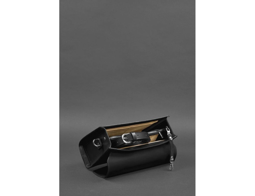 Чорна шкіряна сумка через плече Blanknote BN-BAG-35-G - Фотографія № 5