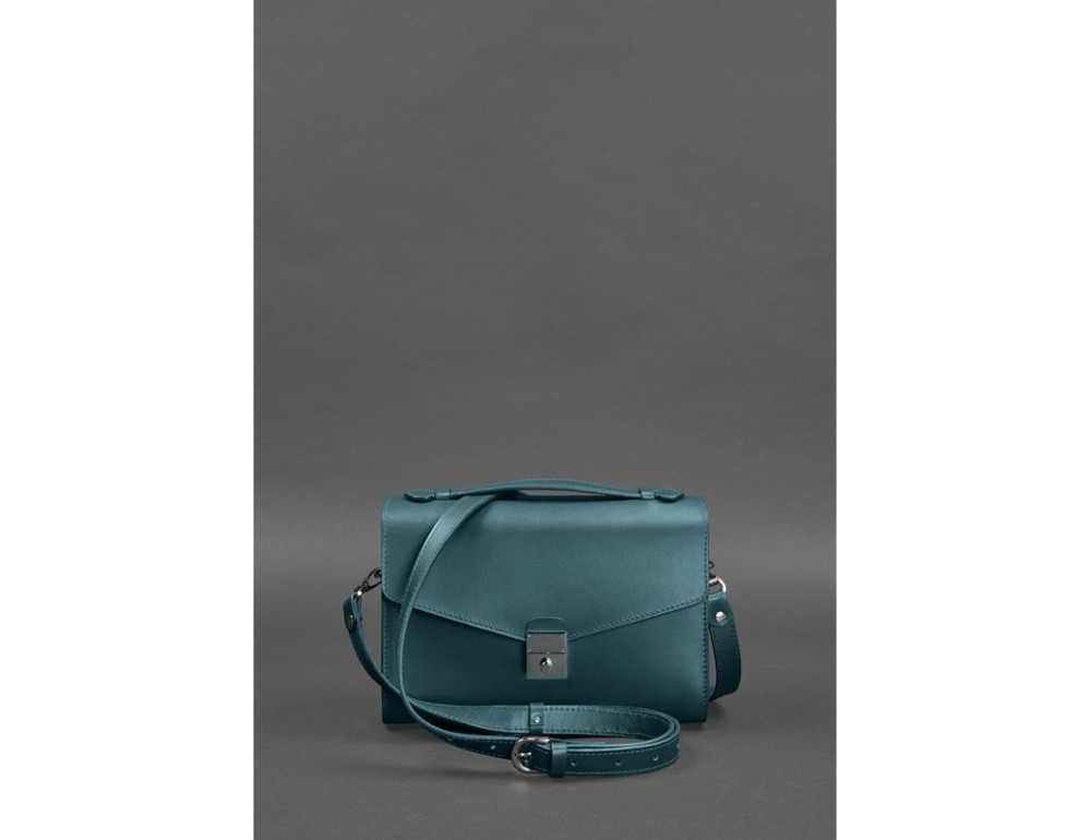 Зелена шкіряна сумка через плече Blanknote BN-BAG-35-MALACHITE - Фотографія № 4