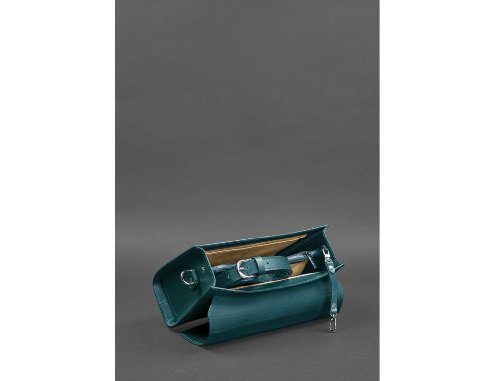 Зелена шкіряна сумка через плече Blanknote BN-BAG-35-MALACHITE - Фотографія № 5