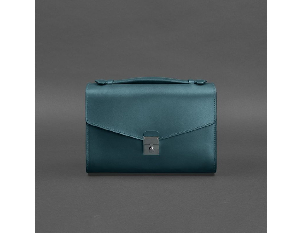 Зелена шкіряна сумка через плече Blanknote BN-BAG-35-MALACHITE - Фотографія № 7