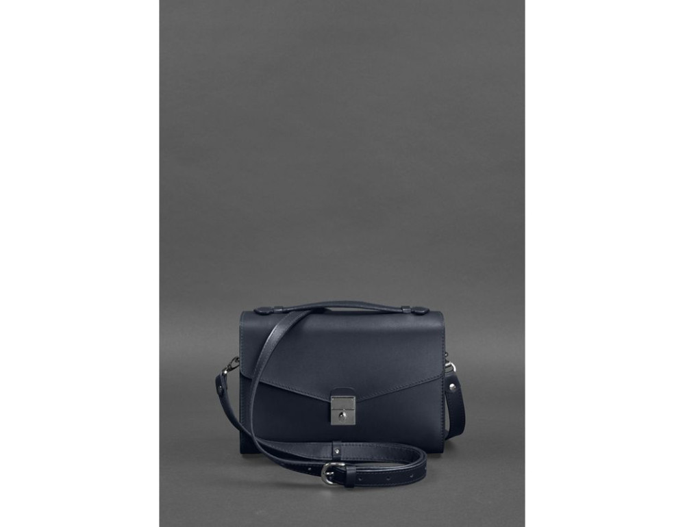 Темно-синя шкіряна сумка через плече BN-BAG-35-NAVY-BLUE - Фотографія № 4