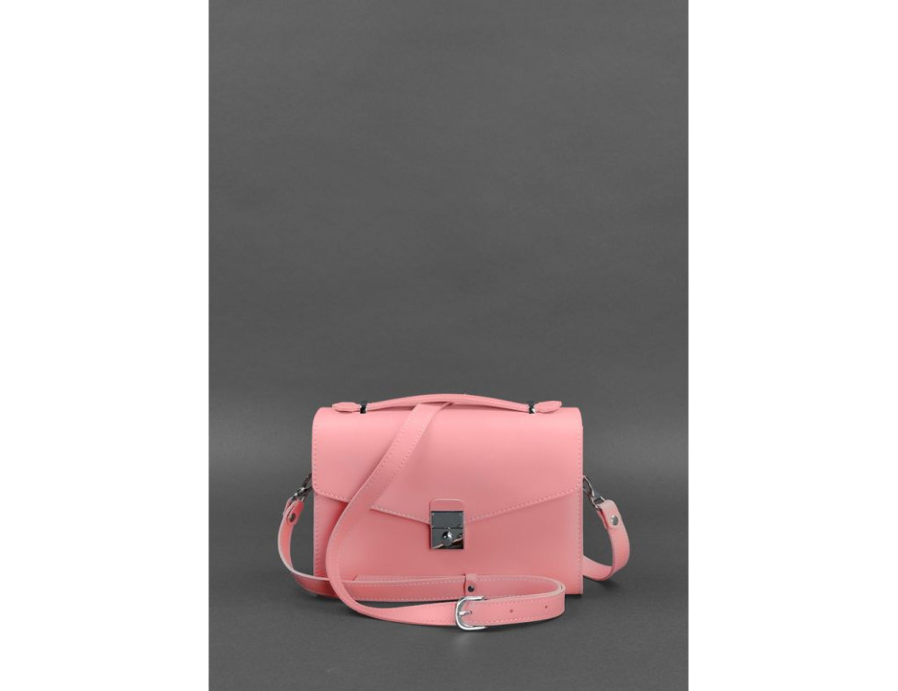 Рожева шкіряна сумка через плече Blanknote BN-BAG-35-PINK - Фотографія № 4