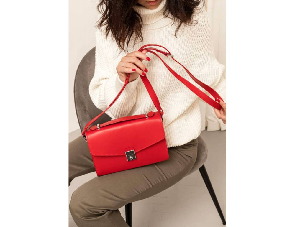 Жіноча шкіряна сумка-кроссбоді Lola червона BN-BAG-35-red - Фотографія № 8
