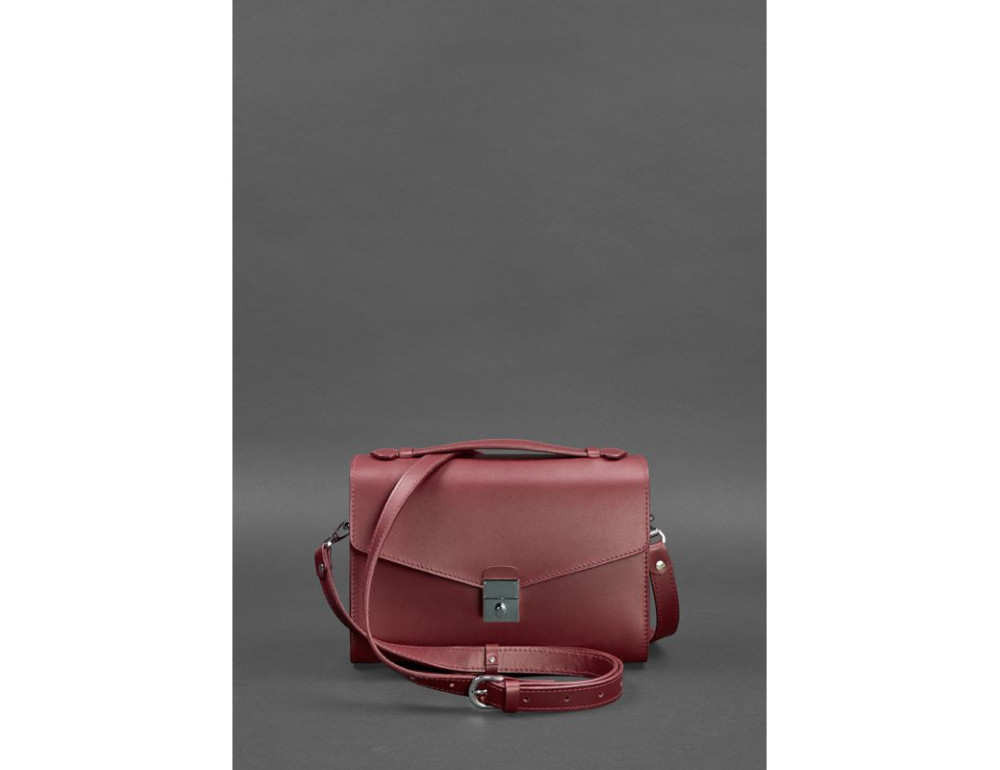 Бордова шкіряна сумка через плече BN-BAG-35-VIN - Фотографія № 4