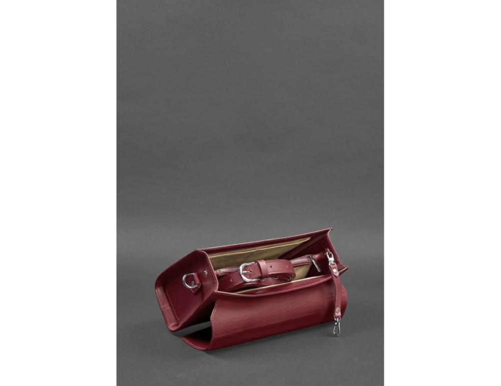 Бордова шкіряна сумка через плече BN-BAG-35-VIN - Фотографія № 5