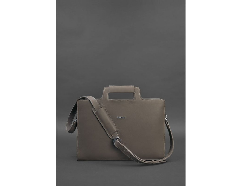 Темно-бежева шкіряна сумка під документи жіноча Blanknote BN-BAG-36-BEIGE - Фотографія № 4
