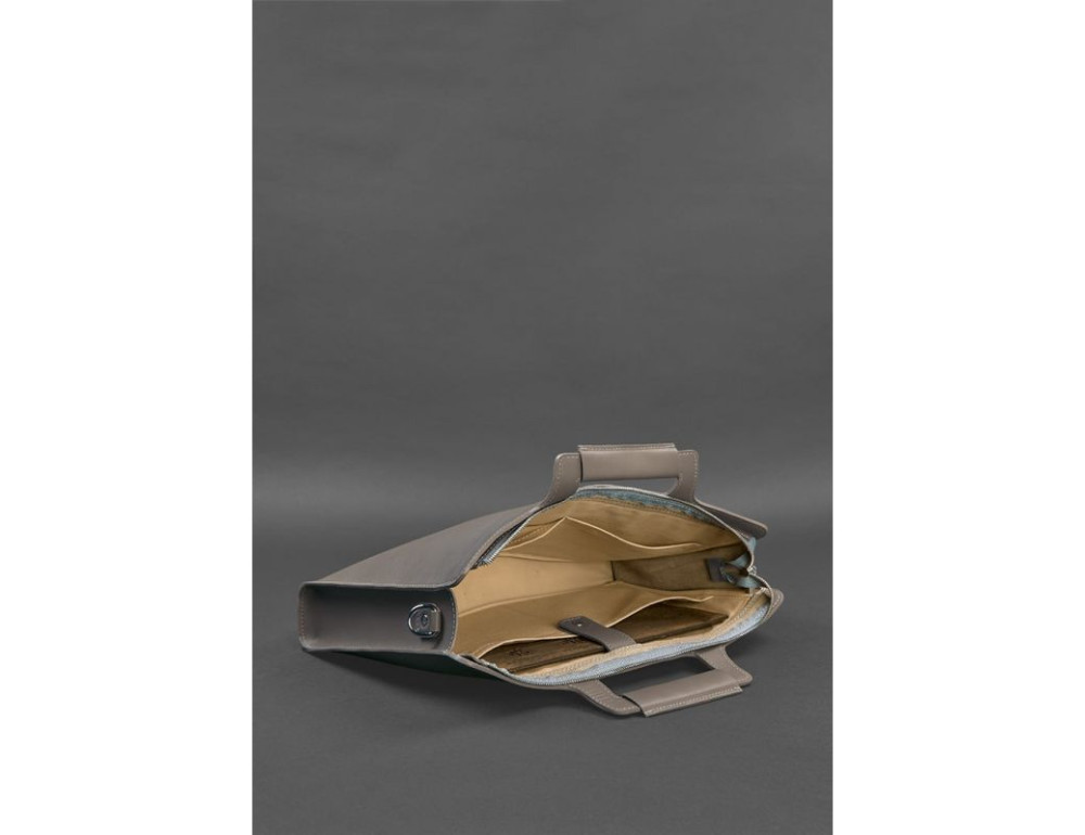 Темно-бежева шкіряна сумка під документи жіноча Blanknote BN-BAG-36-BEIGE - Фотографія № 5