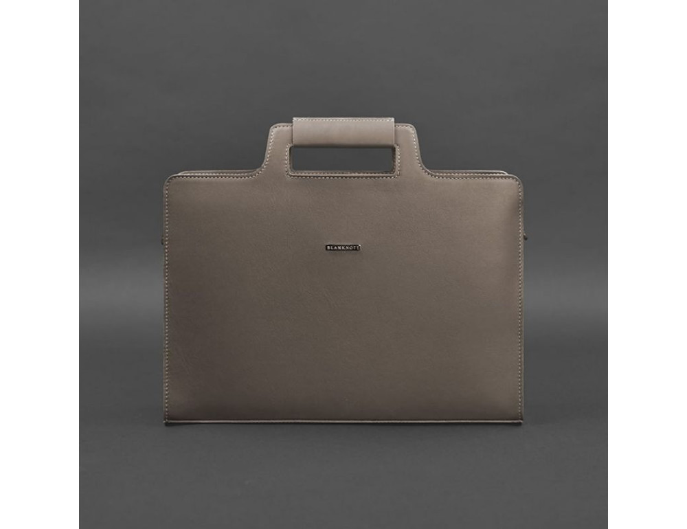 Темно-бежева шкіряна сумка під документи жіноча Blanknote BN-BAG-36-BEIGE - Фотографія № 8
