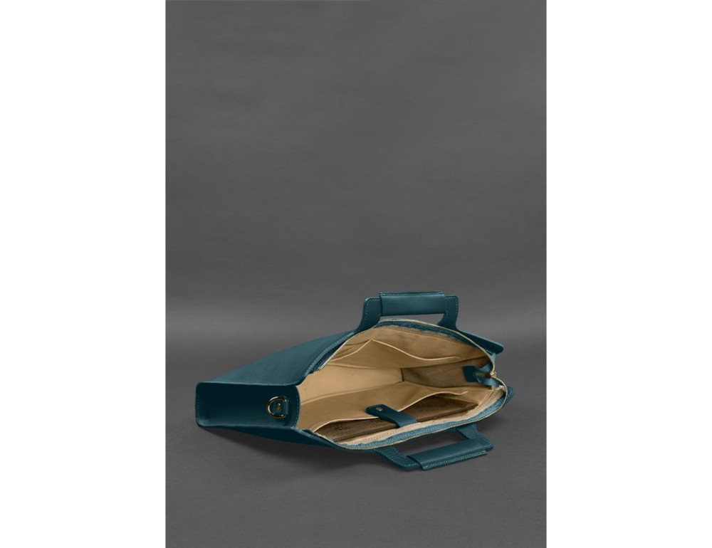 Зелений жіночий шкіряний портфель Blanknote BN-BAG-36-MALACHITE - Фотографія № 5