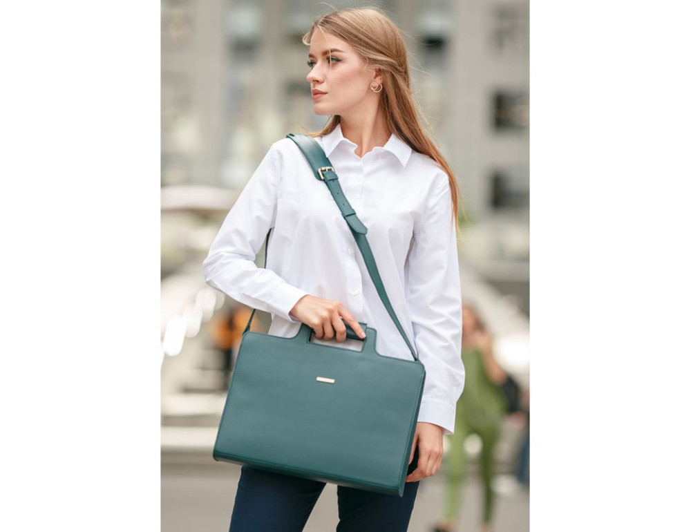 Зелений жіночий шкіряний портфель Blanknote BN-BAG-36-MALACHITE - Фотографія № 6