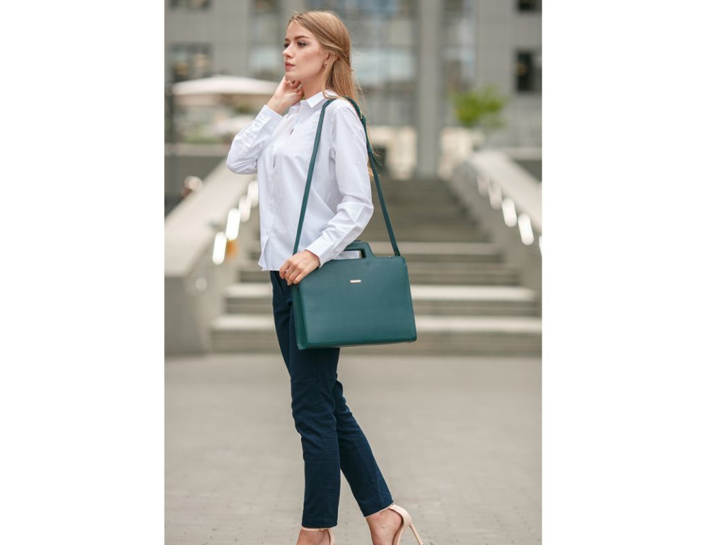 Зелений жіночий шкіряний портфель Blanknote BN-BAG-36-MALACHITE - Фотографія № 7