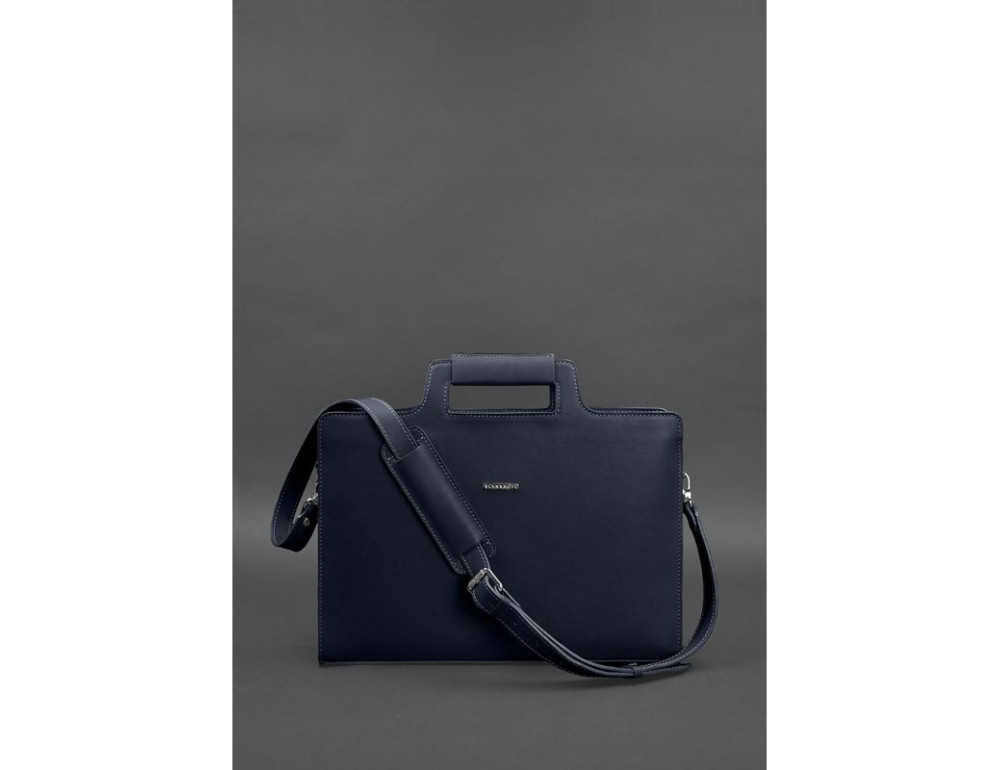 Темно-синя шкіряна сумка для документів Blanknote BN-BAG-36-NAVY-BLUE - Фотографія № 3