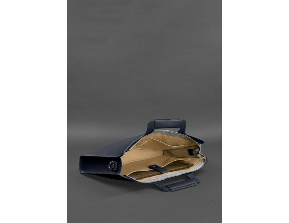 Темно-синя шкіряна сумка для документів Blanknote BN-BAG-36-NAVY-BLUE - Фотографія № 5
