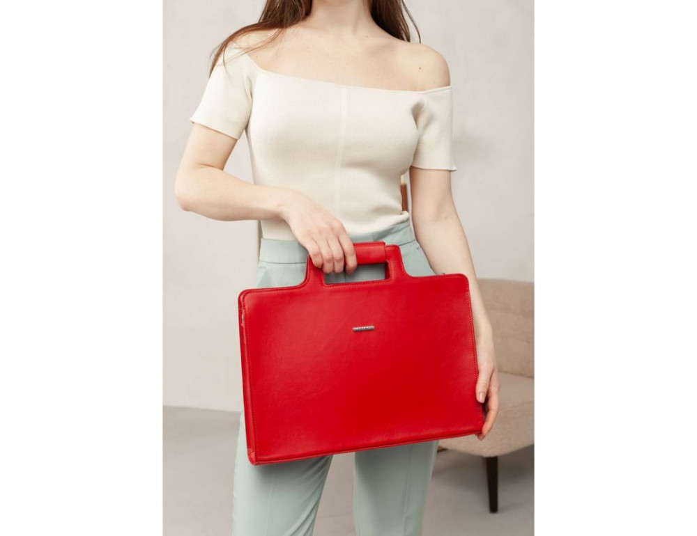 Червоний жіночий шкіряний портфель Blanknote BN-BAG-36-red - Фотографія № 6