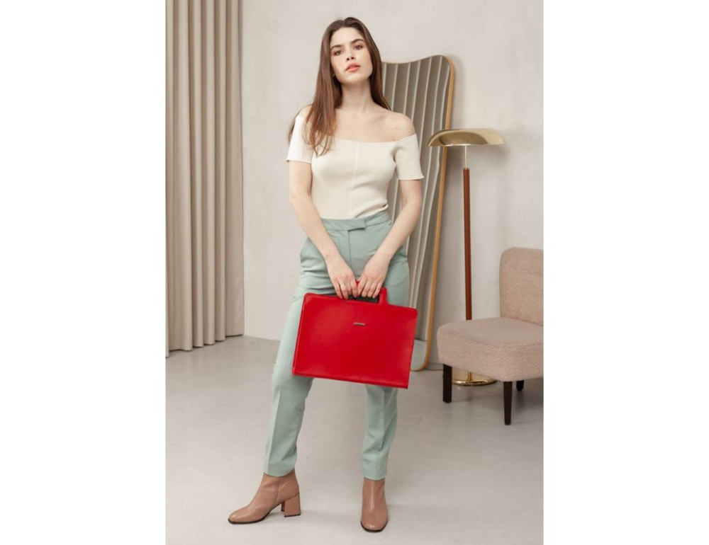 Червоний жіночий шкіряний портфель Blanknote BN-BAG-36-red - Фотографія № 7