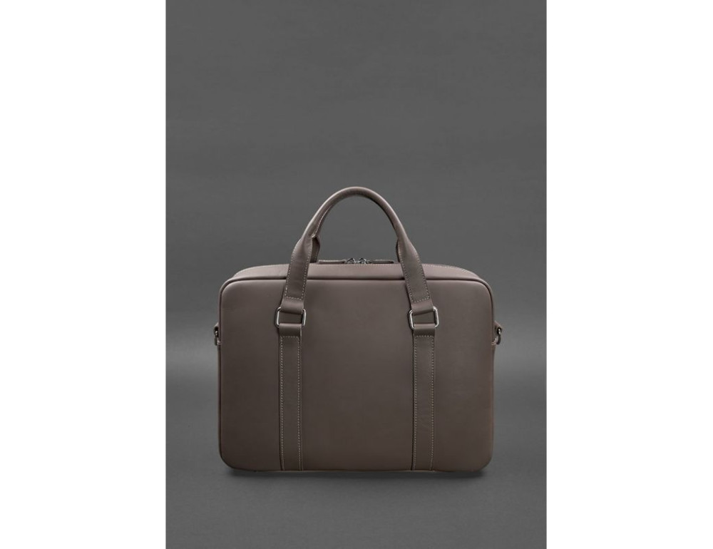 Темно-бежева сумка для ноутбука з гладкої шкіри Blancnote BN-BAG-37-BEIGE - Фотографія № 3