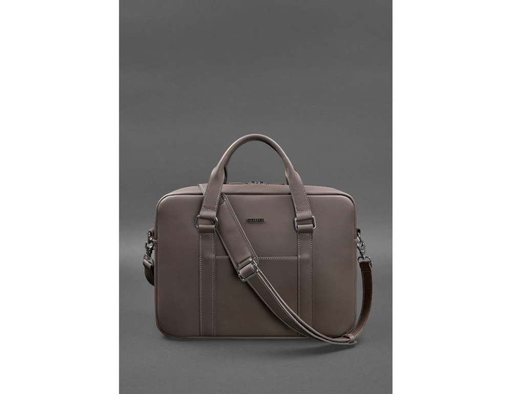 Темно-бежева сумка для ноутбука з гладкої шкіри Blancnote BN-BAG-37-BEIGE - Фотографія № 4