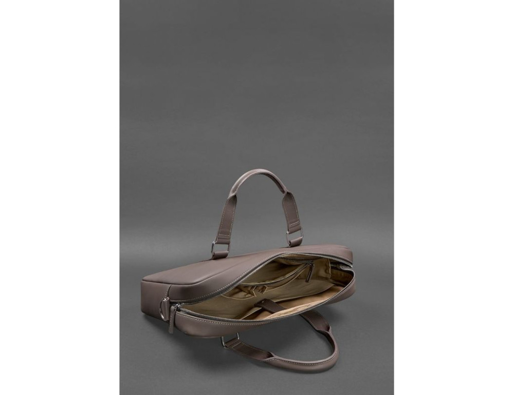 Темно-бежева сумка для ноутбука з гладкої шкіри Blancnote BN-BAG-37-BEIGE - Фотографія № 5