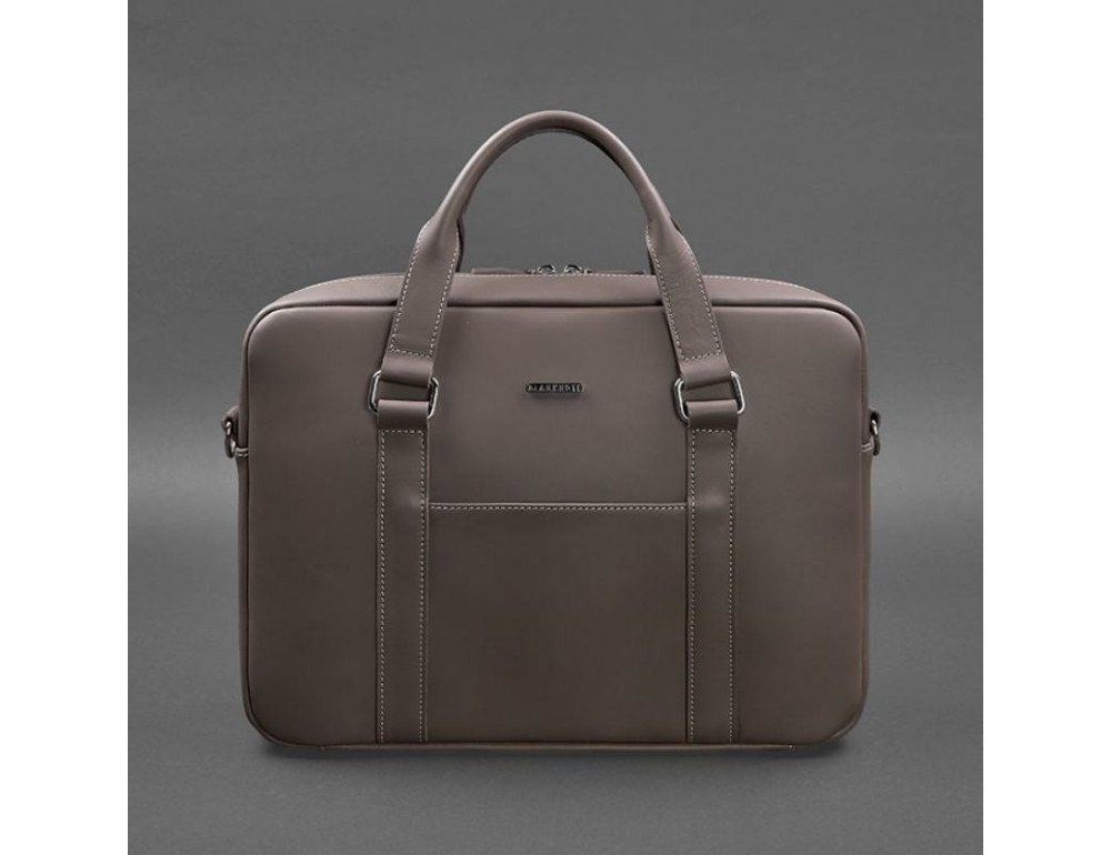Темно-бежева сумка для ноутбука з гладкої шкіри Blancnote BN-BAG-37-BEIGE - Фотографія № 6