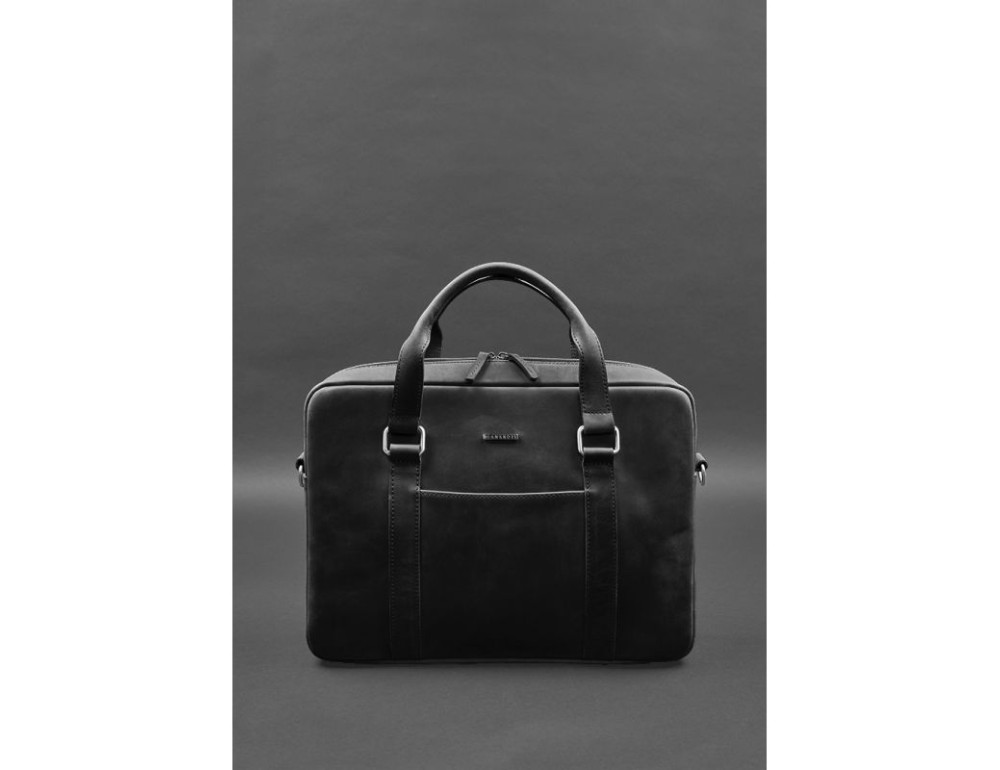 Шкіряна сумка для ноутбука та документів чорна Crazy Horse Blancnote BN-BAG-37-g-kr - Фотографія № 2