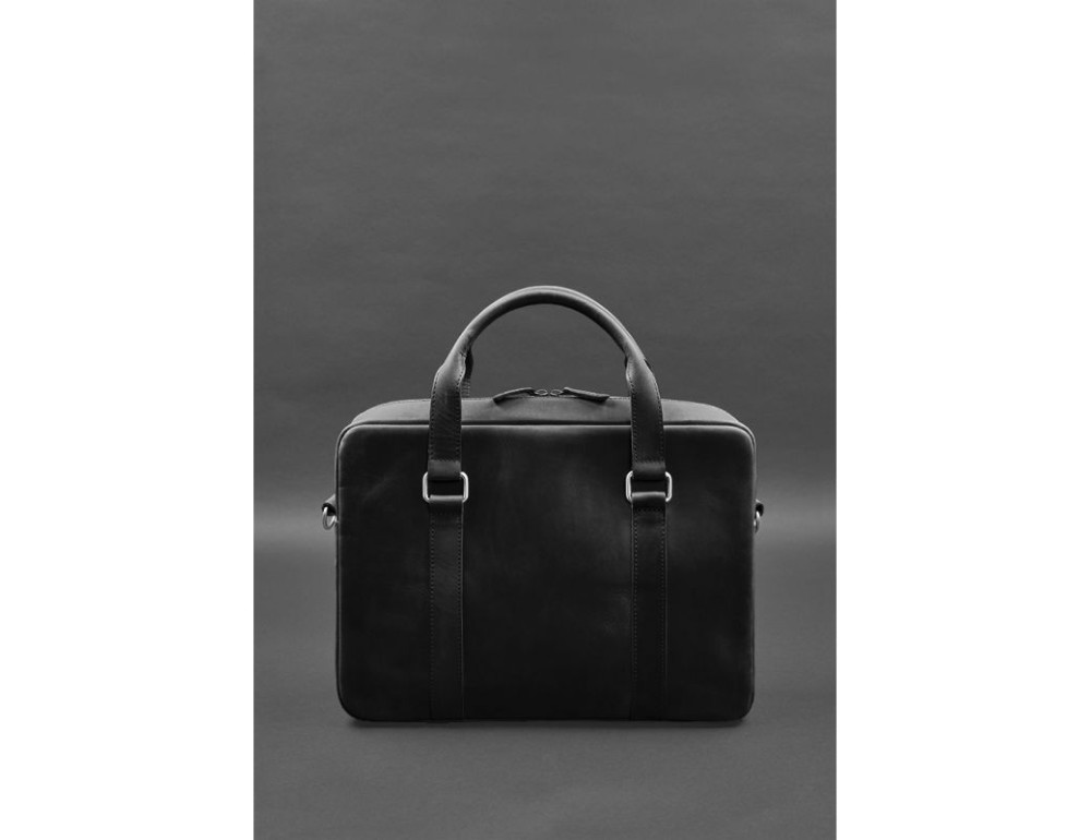 Шкіряна сумка для ноутбука та документів чорна Crazy Horse Blancnote BN-BAG-37-g-kr - Фотографія № 3