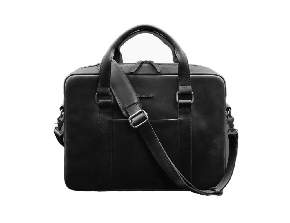 Шкіряна сумка для ноутбука та документів чорна Crazy Horse Blancnote BN-BAG-37-g-kr - Фотографія № 6