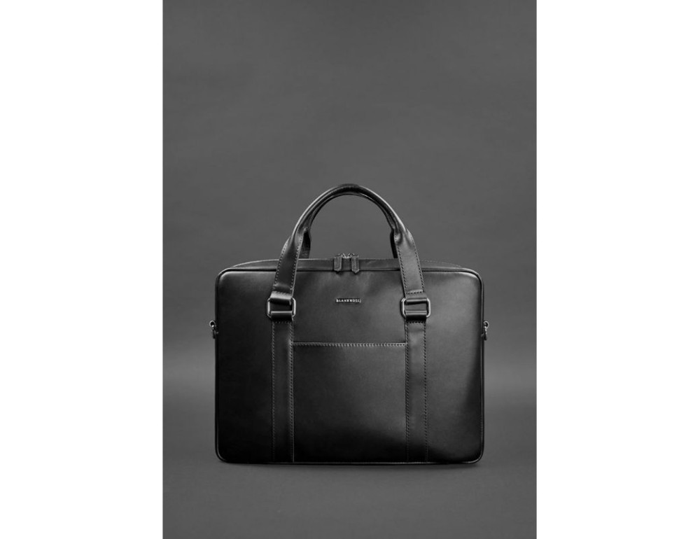 Чорна шкіряна сумка для документів Blancnote BN-BAG-37-g - Фотографія № 2