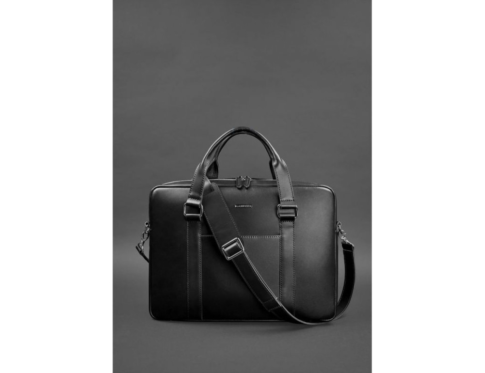 Чорна шкіряна сумка для документів Blancnote BN-BAG-37-g - Фотографія № 4