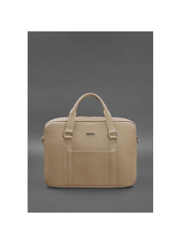 Шкіряна сумка для ноутбука та документів світло-бежева Blanknote BN-BAG-37-light-beige