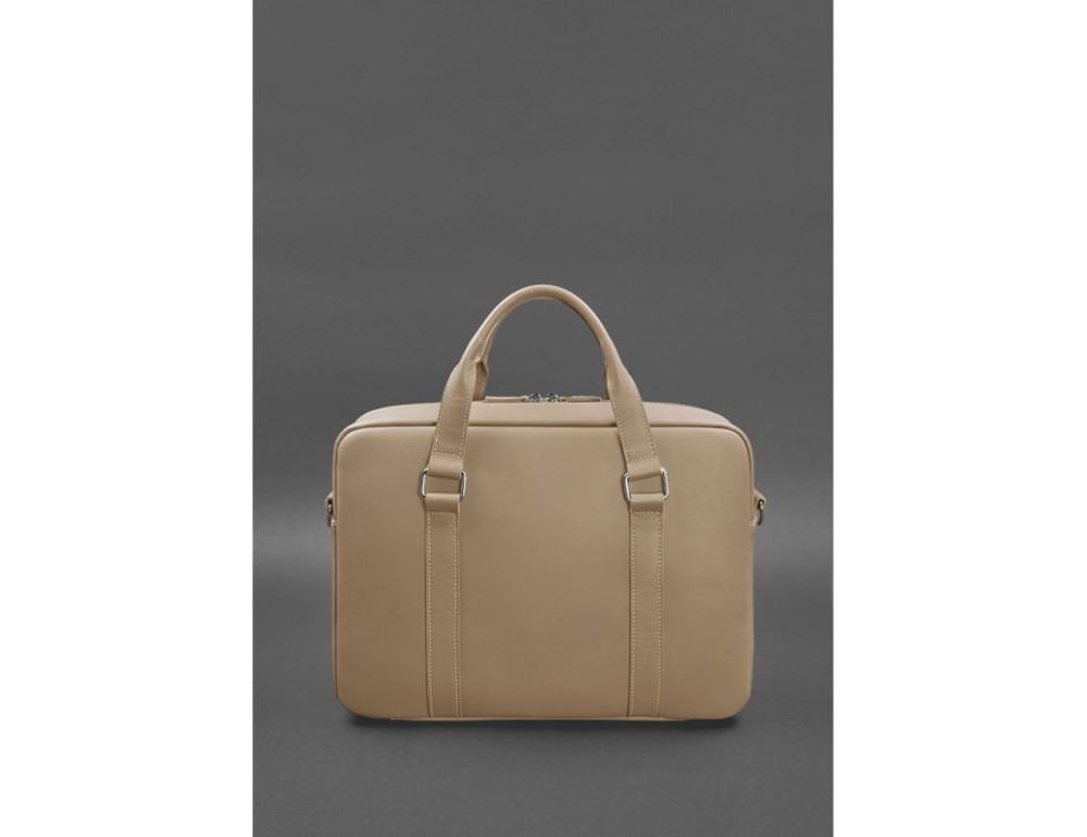 Шкіряна сумка для ноутбука та документів світло-бежева Blanknote BN-BAG-37-light-beige - Фотографія № 2