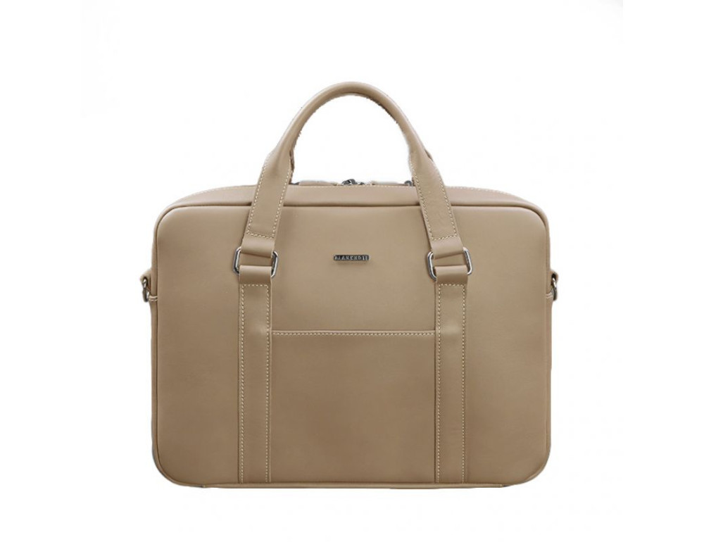 Шкіряна сумка для ноутбука та документів світло-бежева Blanknote BN-BAG-37-light-beige - Фотографія № 6