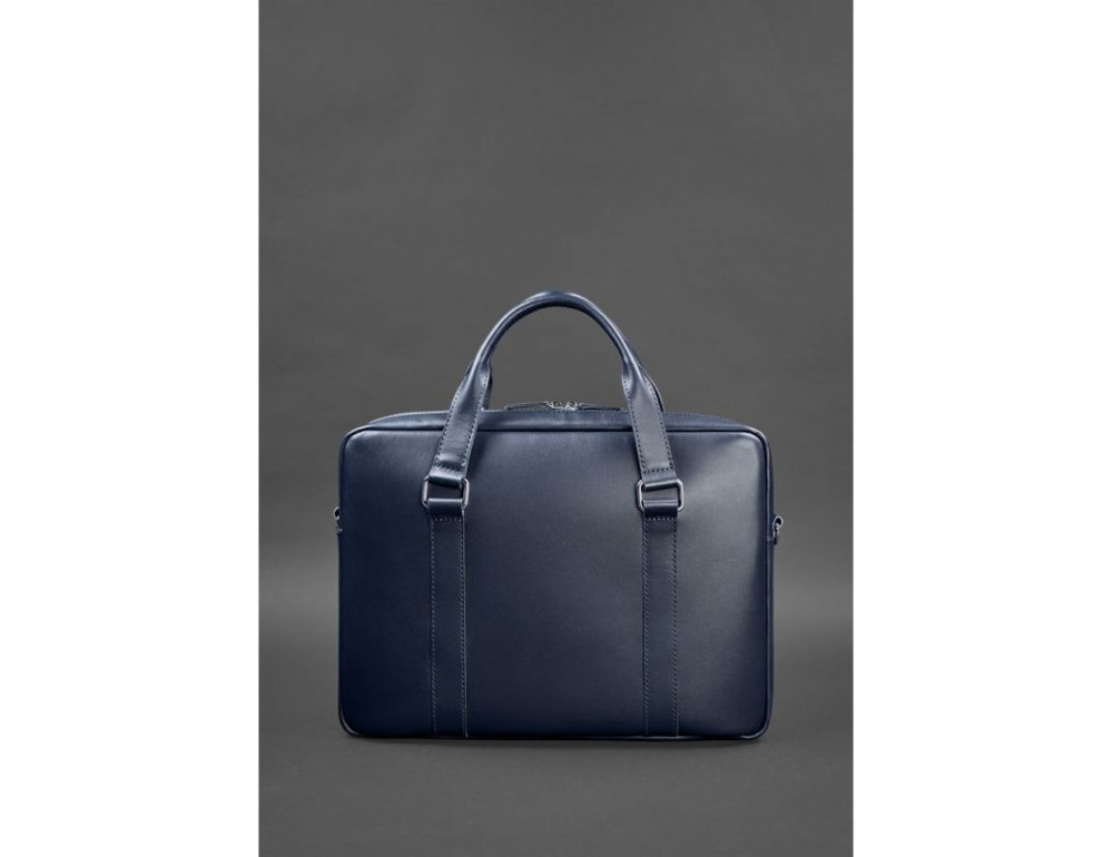 Синя шкіряна сумка під документи унісекс Blanknote BN-BAG-37-navy-blue - Фотографія № 3