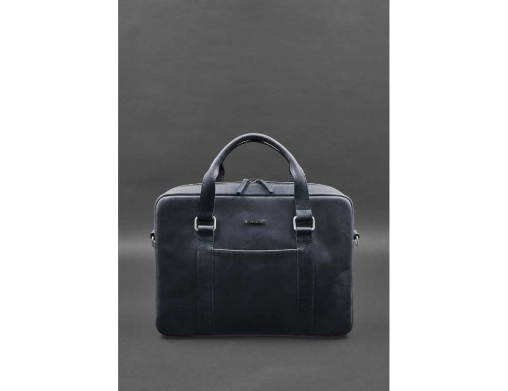 Шкіряна сумка для ноутбука та документів синя Crazy Horse Blanknote BN-BAG-37-nn - Фотографія № 2