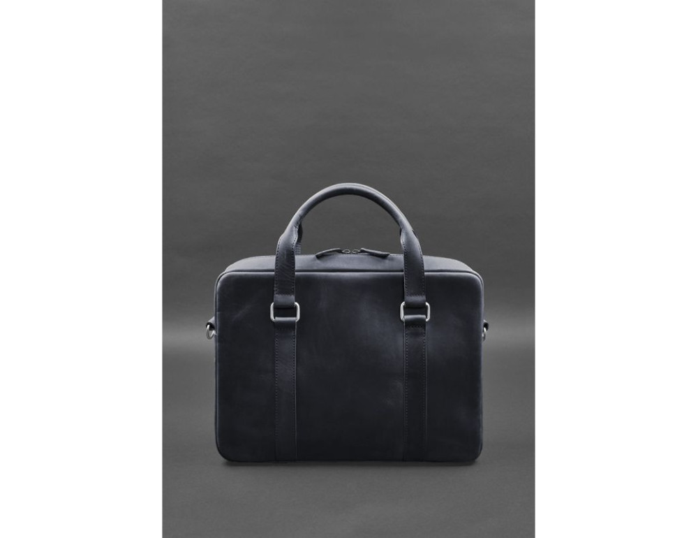 Шкіряна сумка для ноутбука та документів синя Crazy Horse Blanknote BN-BAG-37-nn - Фотографія № 3