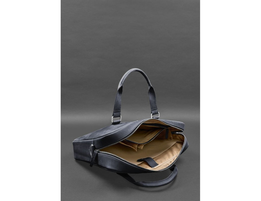Шкіряна сумка для ноутбука та документів синя Crazy Horse Blanknote BN-BAG-37-nn - Фотографія № 4