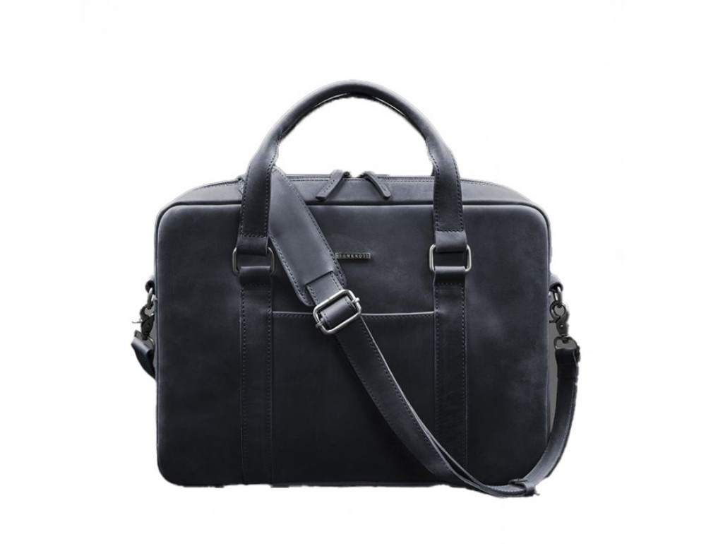 Шкіряна сумка для ноутбука та документів синя Crazy Horse Blanknote BN-BAG-37-nn - Фотографія № 6
