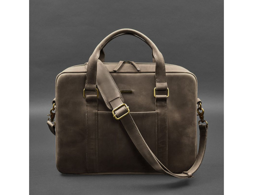 Шкіряна сумка для ноутбука та документів коричнева Crazy Horse Blanknote BN-BAG-37-o - Фотографія № 5