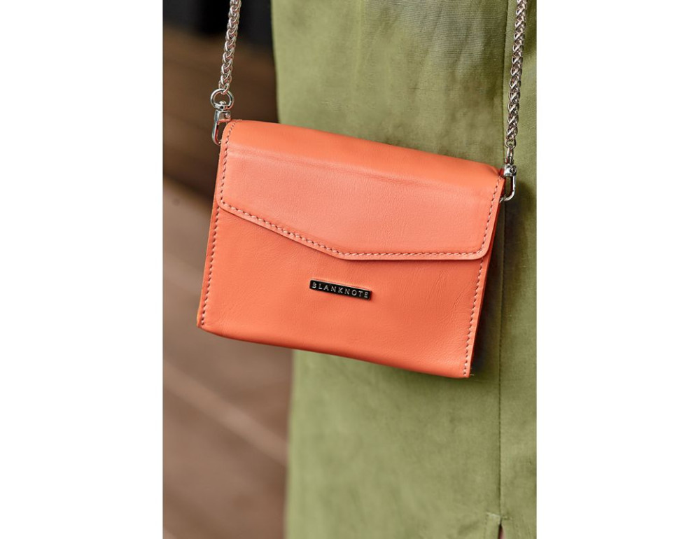 Жіноча шкіряна сумка поясна/кроссбоді Mini Живий корал BN-BAG-38-2-living-coral - Фотографія № 1