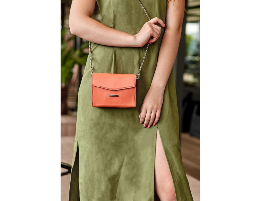 Жіноча шкіряна сумка поясна/кроссбоді Mini Живий корал BN-BAG-38-2-living-coral - Фотографія № 7