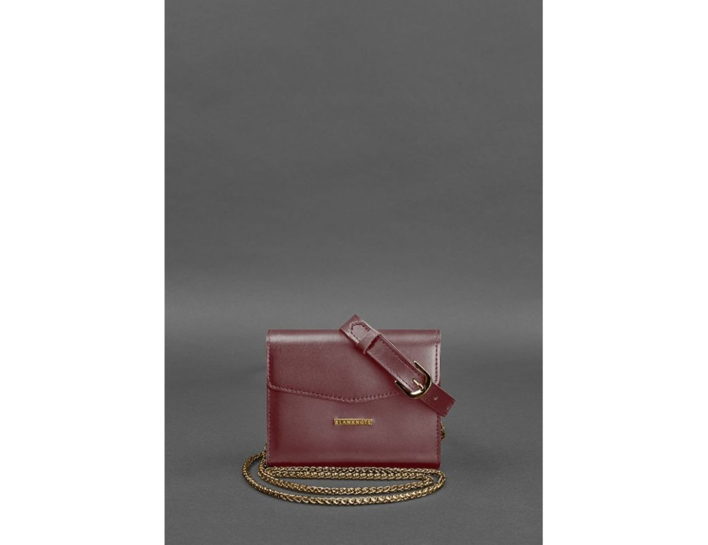 Жіноча шкіряна сумка поясна/кроссбоді Mini бордова BN-BAG-38-2-vin - Фотографія № 3