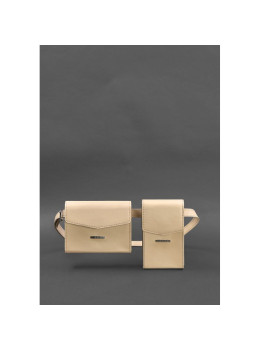Светло-бежевый кожаный поясной набор сумок BN-BAG-38-light-beige