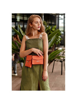 Набор женских коралловых кожаных сумок Mini поясная/кроссбоди BN-BAG-38-living-coral