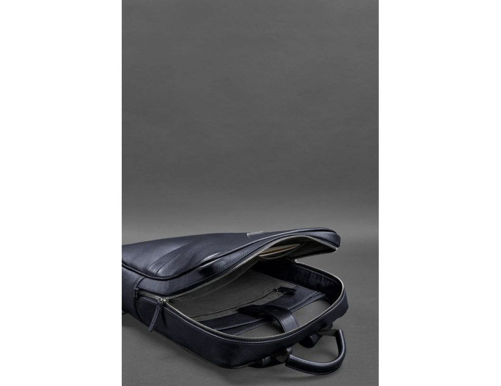 Темно-синій чоловічий рюкзак шкіряний Blancnote BN-BAG-39-navy-blue - Фотографія № 5