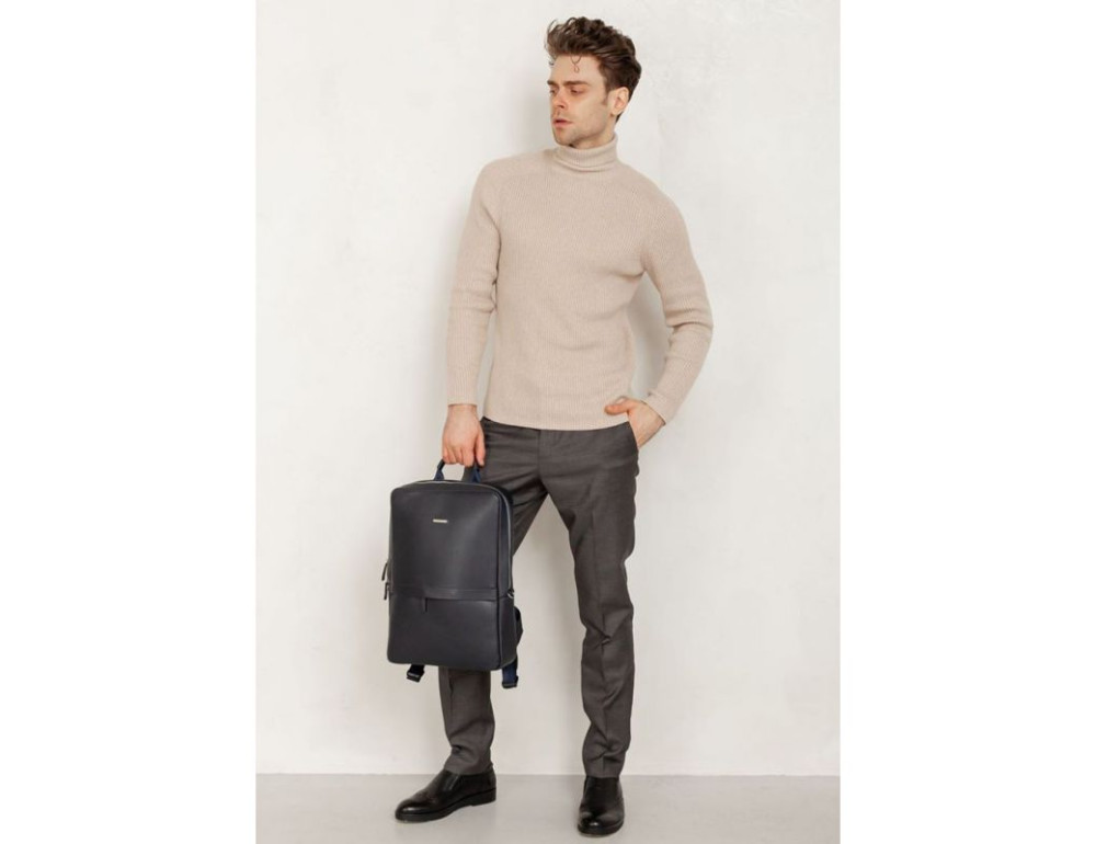 Темно-синій чоловічий рюкзак шкіряний Blancnote BN-BAG-39-navy-blue - Фотографія № 7