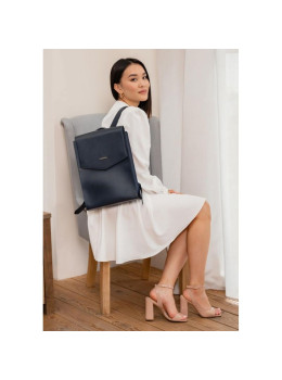 Кожаный городской рюкзак темно-синий BN-BAG-40-navy-blue